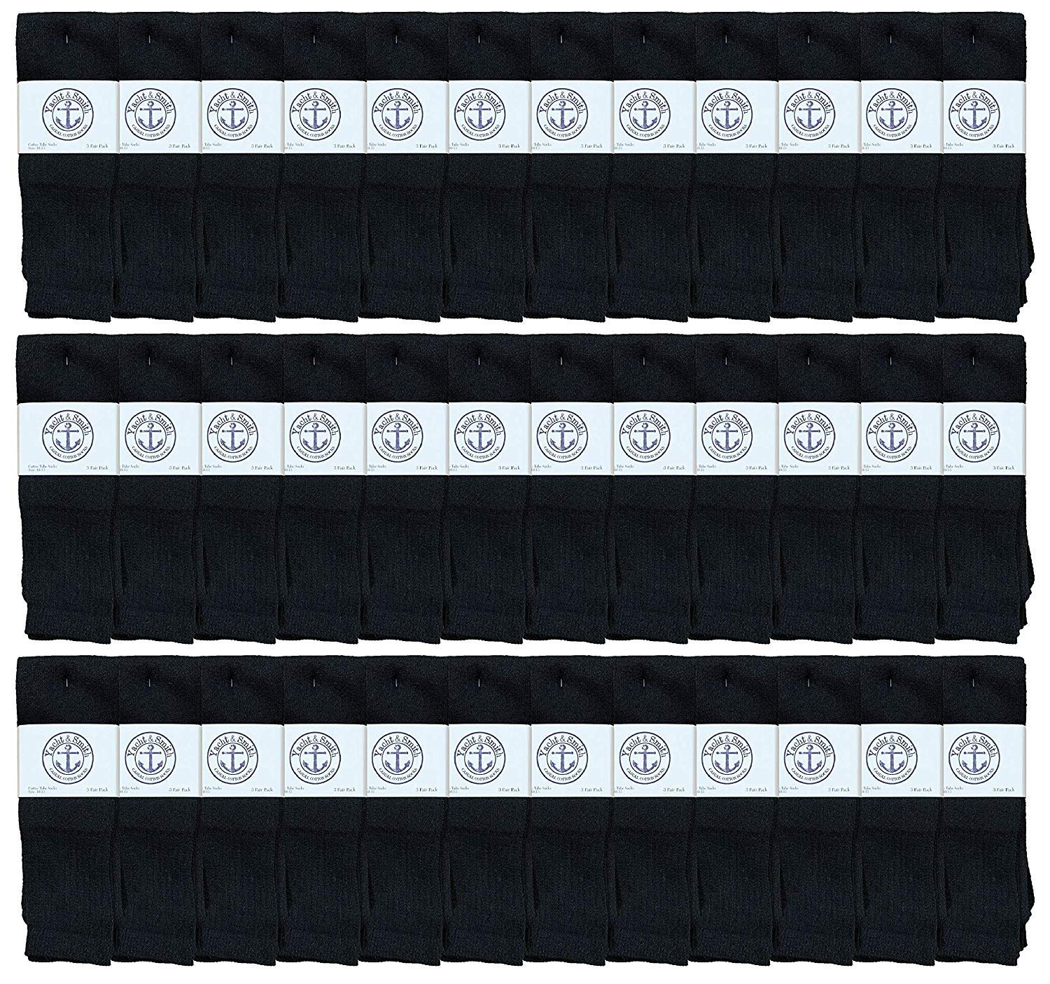 36 Pairs Yacht & Smith 30 Inch Men's Long Tube Socks - Bulk Cotton Athletic Socks for Men (Size 10-13) - Perfect for Running, Hiking & Casual Wear
