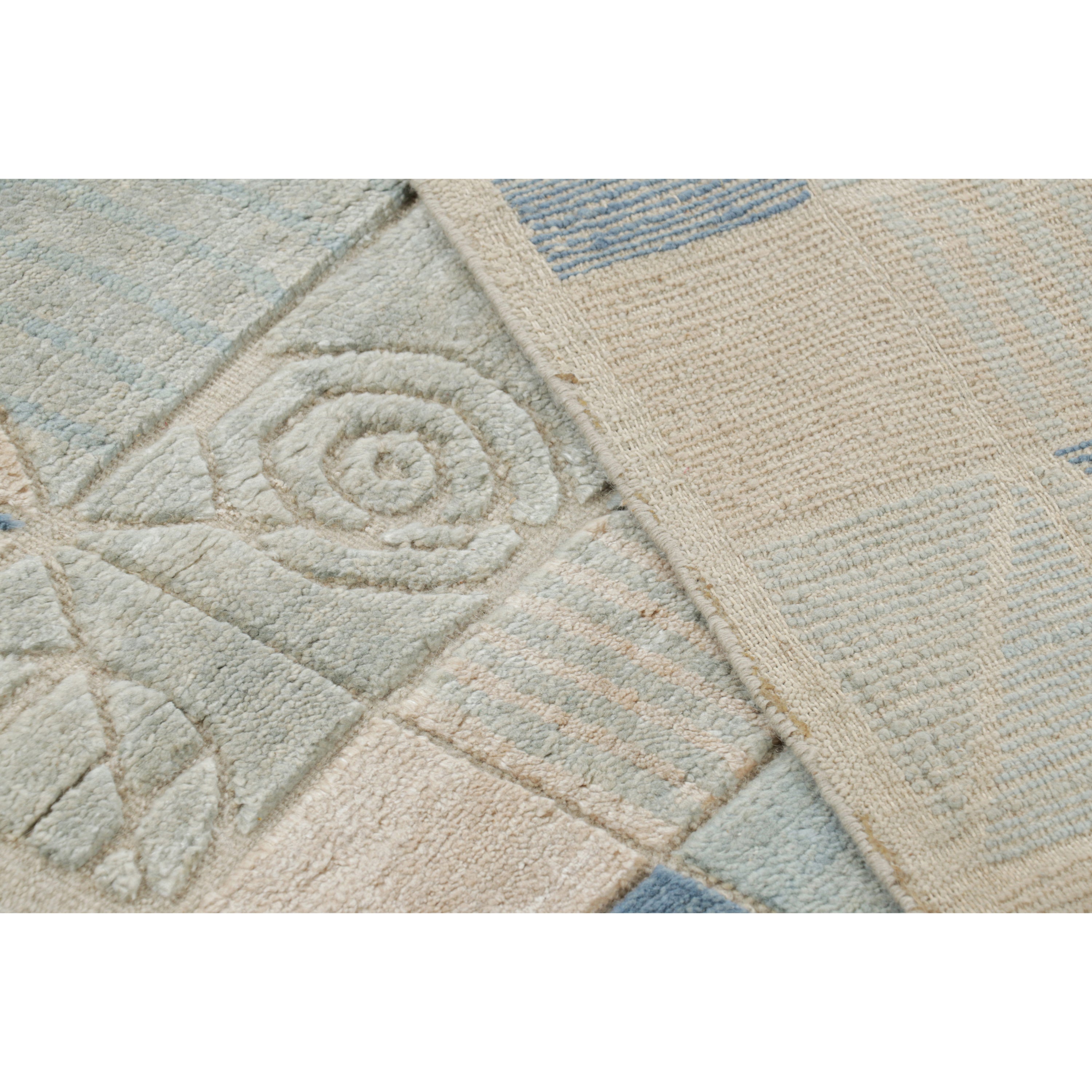 Blue Transitional Swedish Inspired Wool Rug 9'1 x 12'1 - Soft & Durable Area Rug for Living Room, Bedroom, or Office Decor