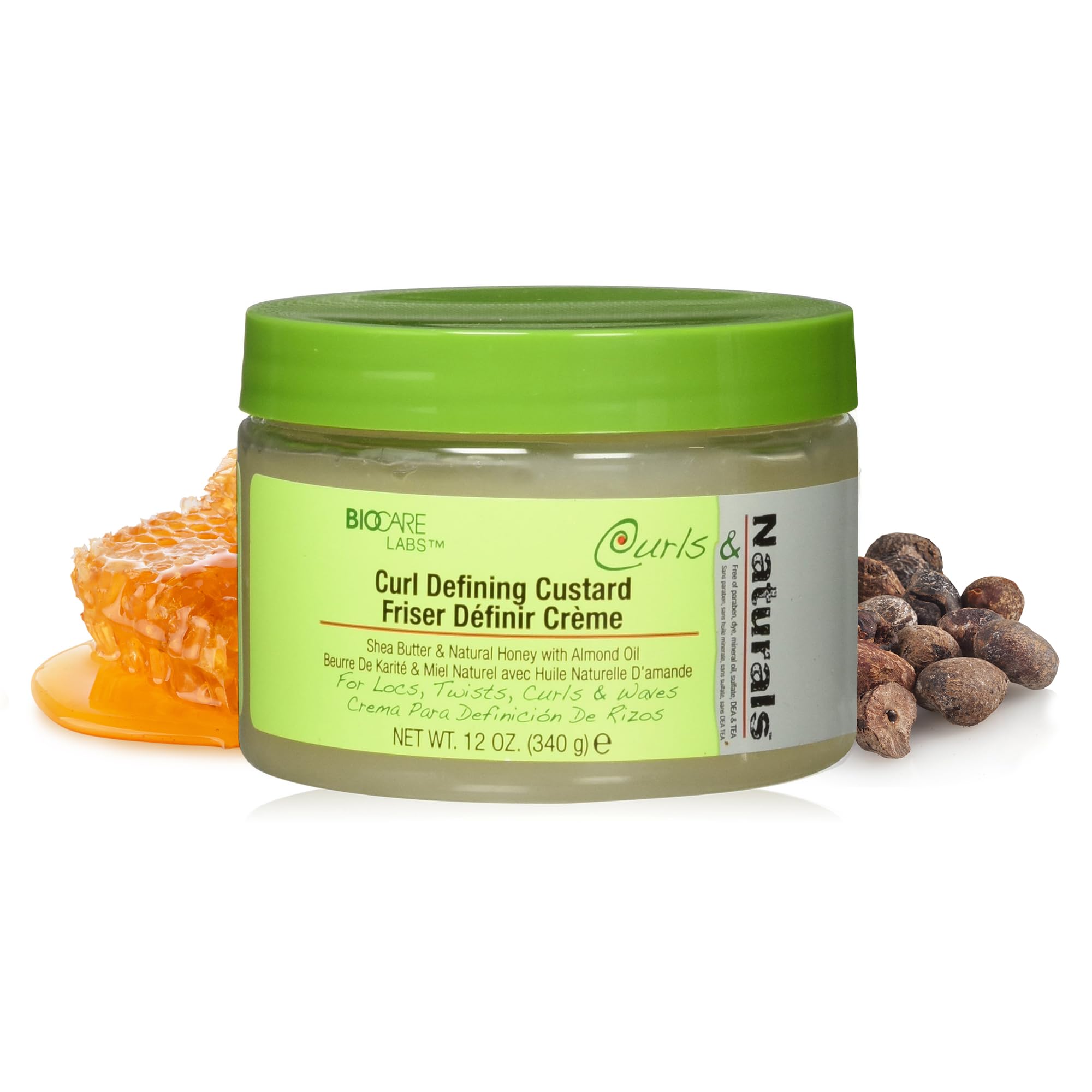 BioCare Labs Curl Defining Custard - Natural Hair Styling Gel with Shea Butter, Honey & Almond Oil for Smooth, Moisturized Curls - Curl Enhancer Cream for Defined Styles - Perfect for Wash & Go, Twist Outs, and Bouncy Curls