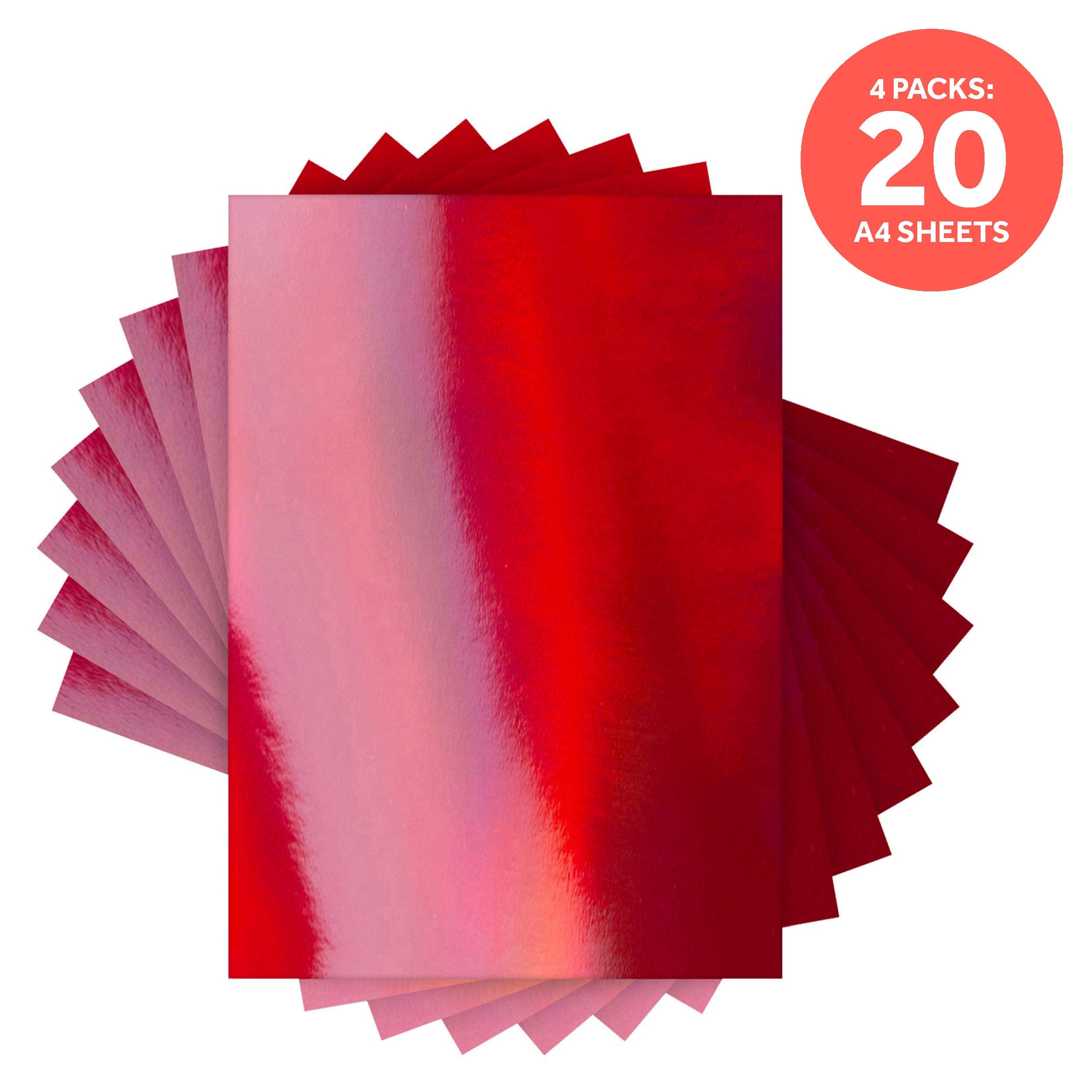 4-Pack Iridescent Mirror Cardstock - Fire Stone Red, A4 Size (9770E4) for Scrapbooking, Card Making & DIY Crafts