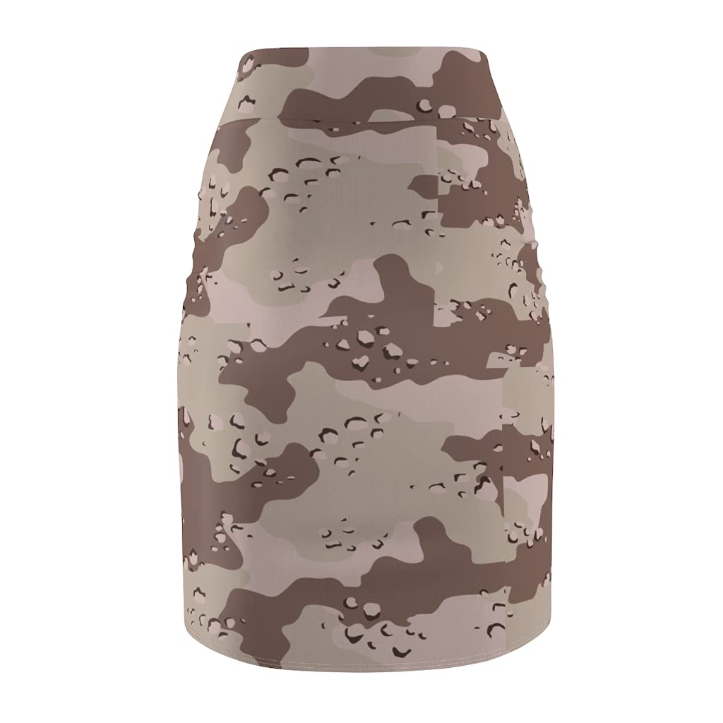 Women's Pencil Skirt | Military Chocolate Chip Desert Camo | Slim Fit Office & Party Wear | Perfect for Work, Cocktail Events & Date Nights