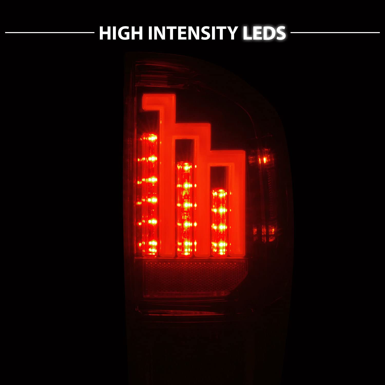 2016-2023 Toyota Tacoma LED Tail Lights - AmeriLite Clear Red Tube Parking Lamp Assembly (Pair) for Enhanced Visibility & Style - Perfect for Night Driving & Off-Road Adventures