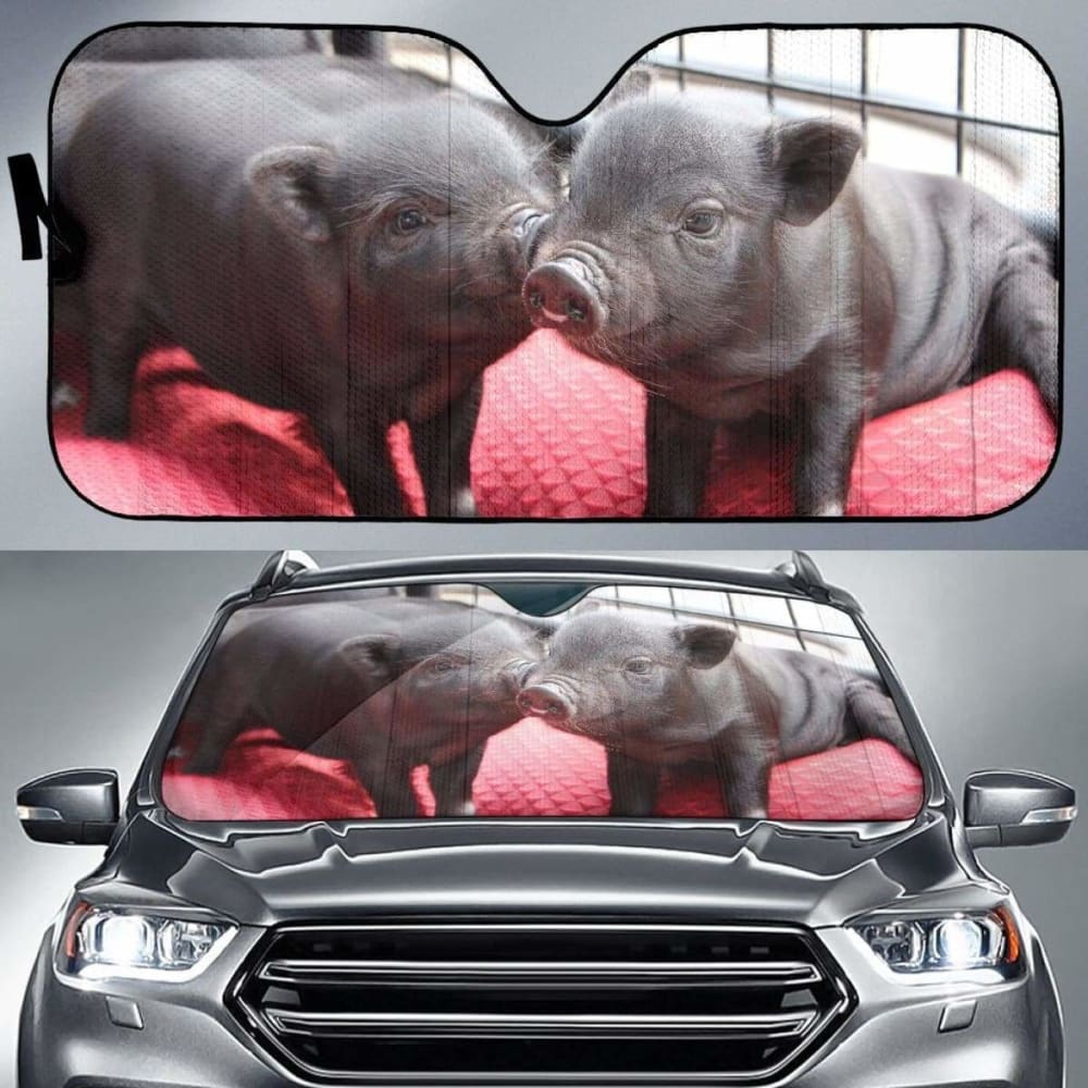 Car Sun Shade for Windshield - Universal Fit Auto Sunshade with UV Protection | Perfect for Parking, Travel & Summer Heat (Pig 01 102507)