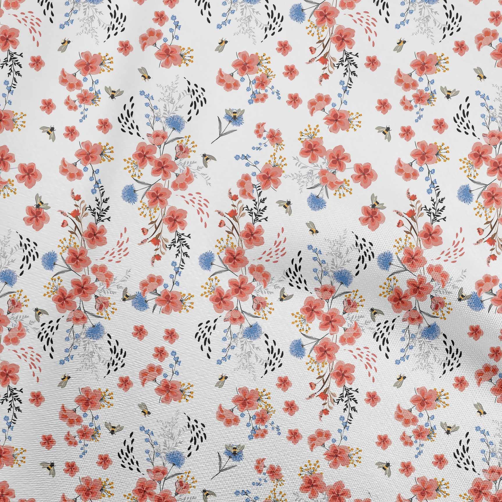 oneOone Cotton Silk Pink Floral Print Fabric by The Yard - 42 Inch Wide (6876) for Dresses, Blouses & Home Decor