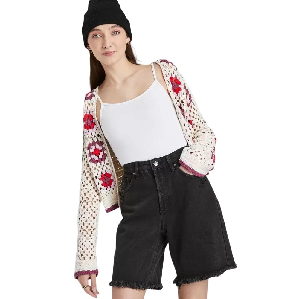 Women's High-Rise Wide Leg Bermuda Jean Shorts - Wild Fable Black Wash Size 6 | Comfortable Denim Shorts for Summer, Casual Outfits & Beach Wear