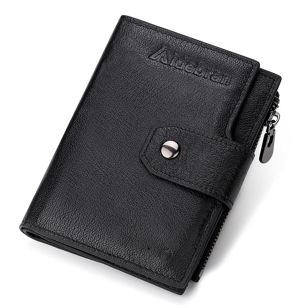 Smart Anti-Theft GPS Wallet with Alarm - Slim Trifold Genuine Leather Men's Wallet with 16 Card Slots & Zipper Coin Pocket - RFID Blocking Bluetooth Tracker for Travel, Business & Everyday Use