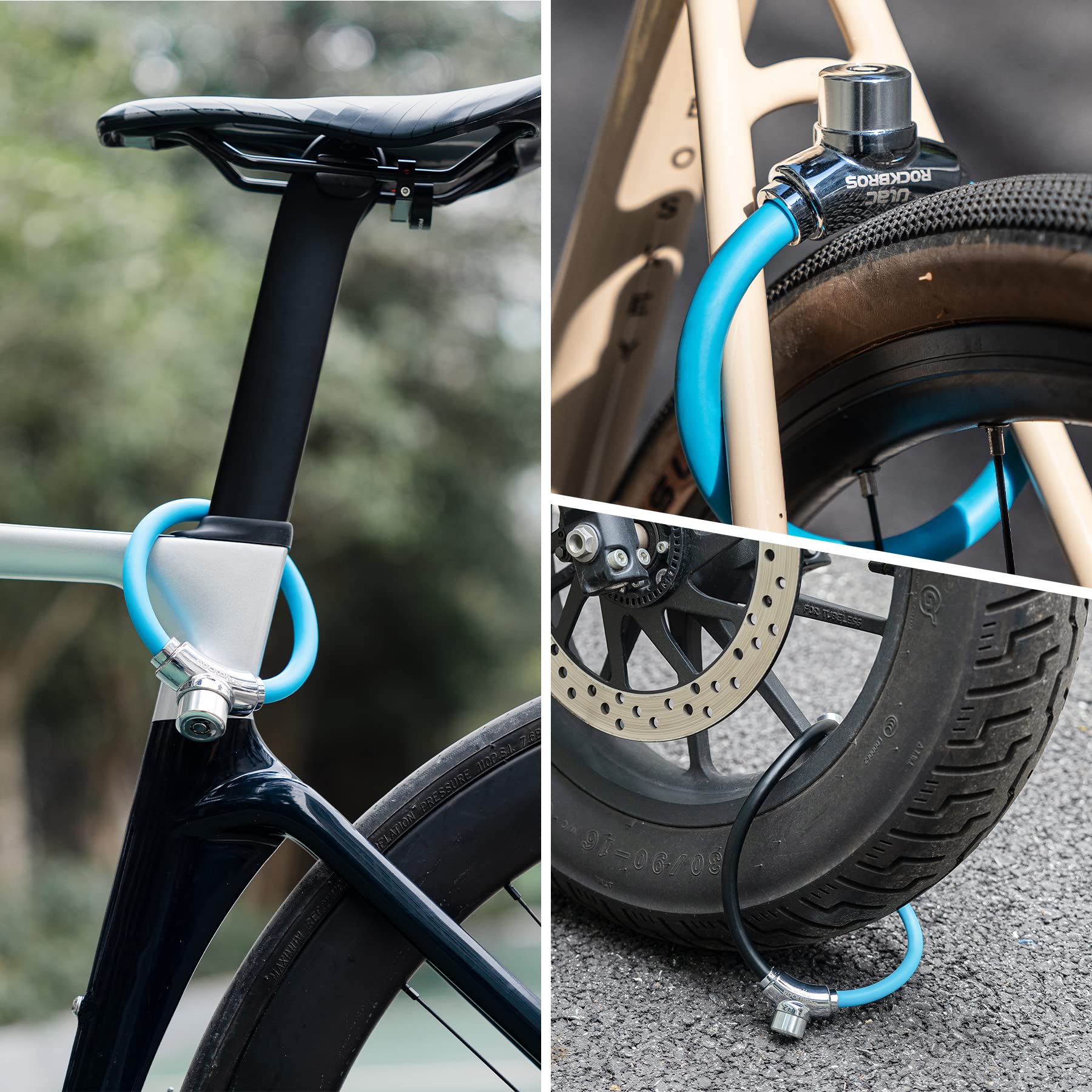 ROCKBROS Portable Bike Cable Lock - Anti-Theft Bicycle Security Lock with 2 Keys for Road & Mountain Bikes | Ideal for Commuting, Cycling & Outdoor Adventures