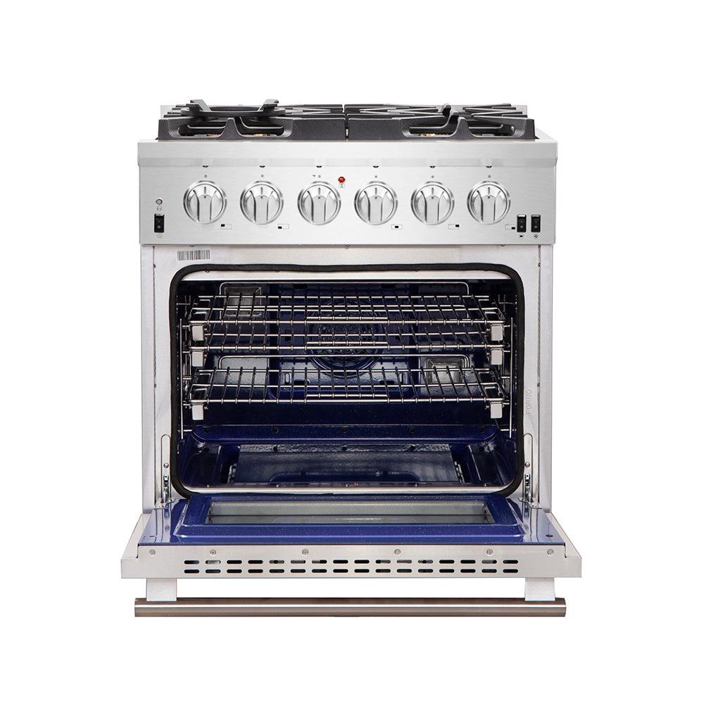 Forno Capriasca 30-inch 4.32 cu. ft. Professional Stainless Steel Gas Range with 4-Burner Stove & Gas Oven (Model FFSGS6260) - Perfect for Home Kitchens & Commercial Cooking