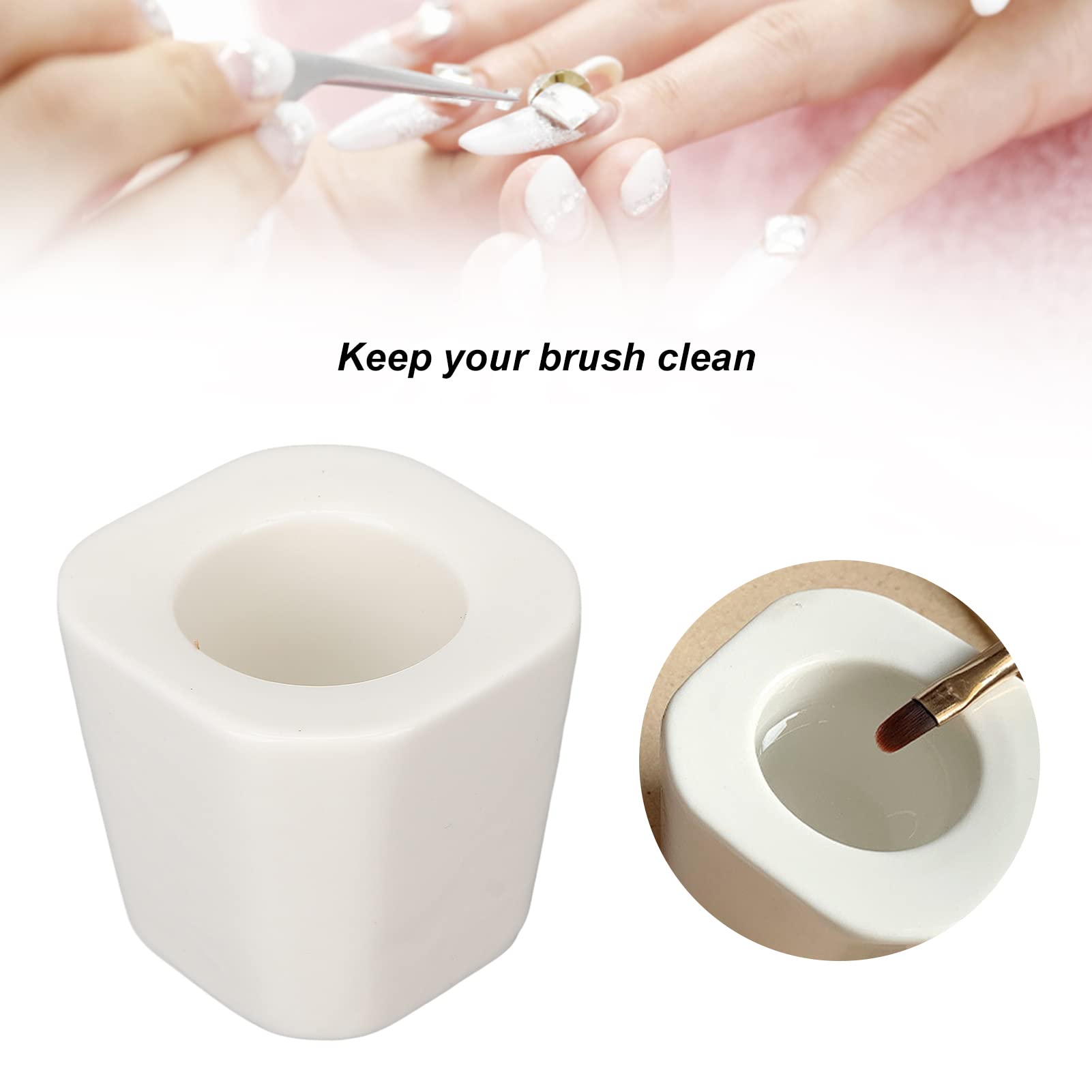 Premium Ceramic Nail Brush Cleaner Cup - Multifunctional Nail Art Tool for Gel Polish Removal & Brush Cleaning | Ideal for Nail Salons & DIY Manicures at Home