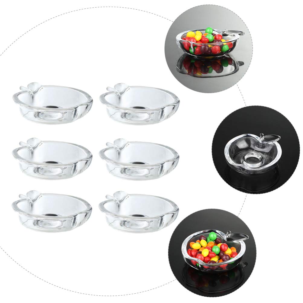 6-Piece Glass Seasoning Dishes Set - Small Dipping Bowls, Appetizer Plates, Ketchup Saucers & Mini Dessert Dishes - Perfect for Condiments, Snacks, Sushi Soy Sauce, and Party Serving