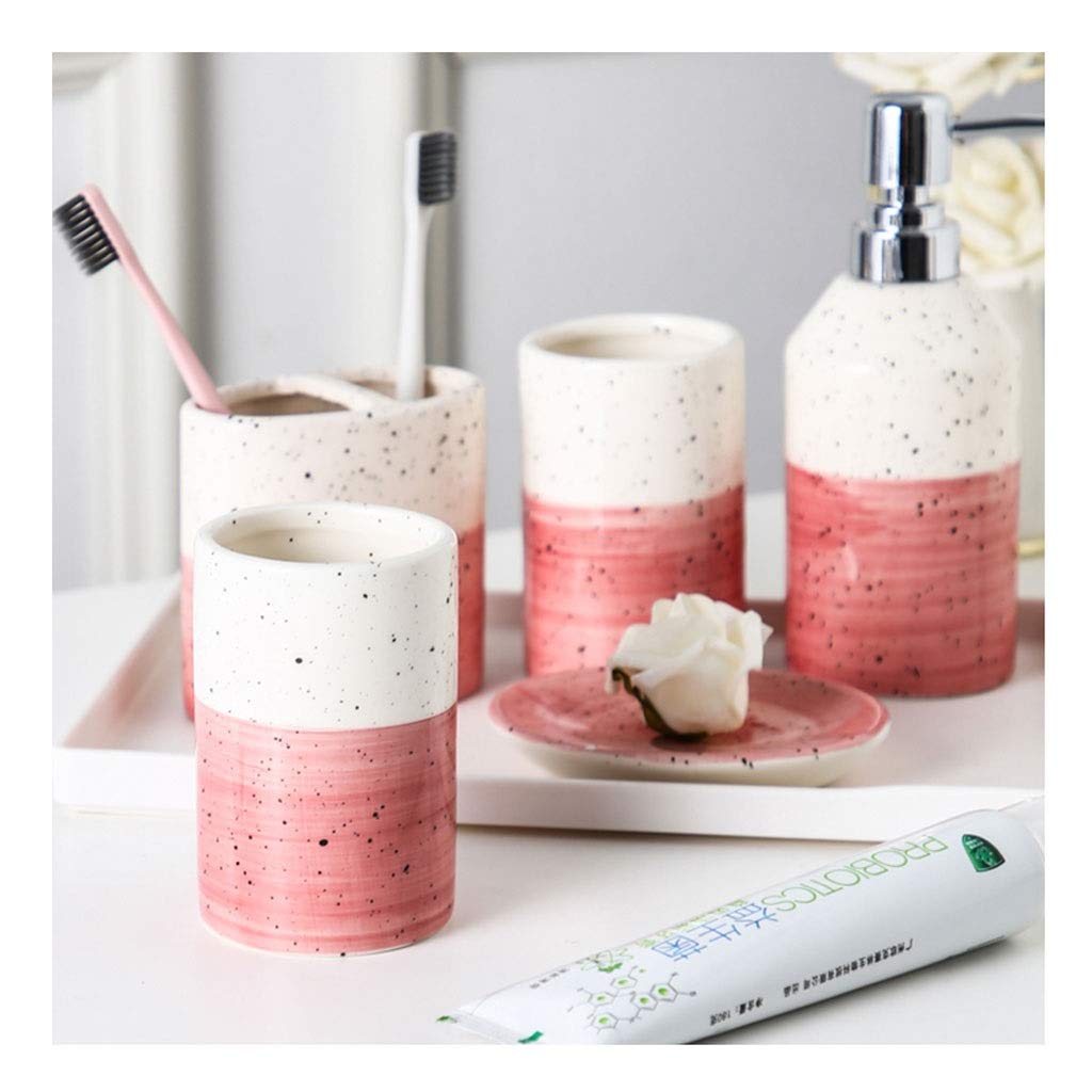 Premium Ceramic Soap Dispenser Set - 6-Piece Bathroom Accessories with Toothbrush Holder, Hand Sanitizer Bottle & Soap Box for Countertop - Perfect for Modern Bathroom, Kitchen, and Guest Washroom Organization