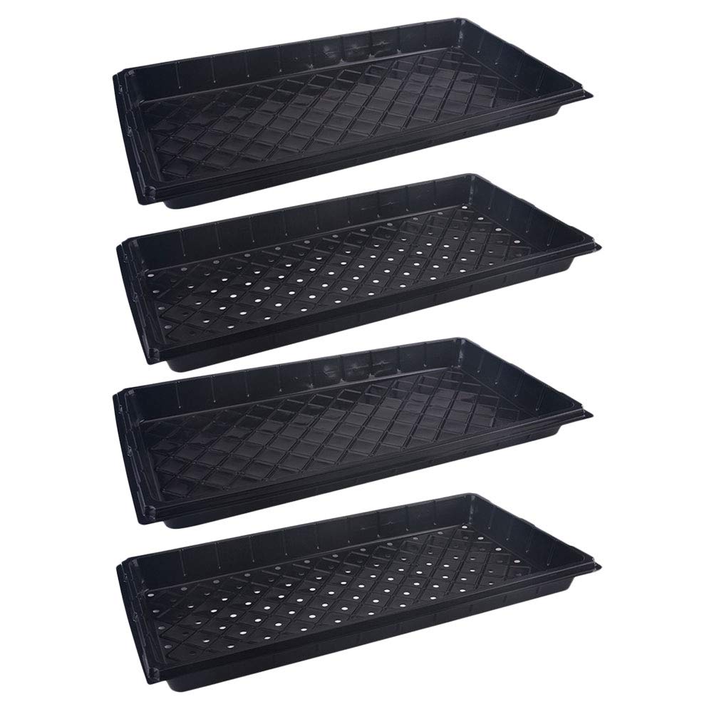 DOITOOL 4 Pack Heavy Duty Rectangular Flower Pot Saucers - Thickened Plant Drip Trays for Indoor/Outdoor Potted Plants (Black) - Perfect for Balcony, Garden & Home Decor Plant Drainage