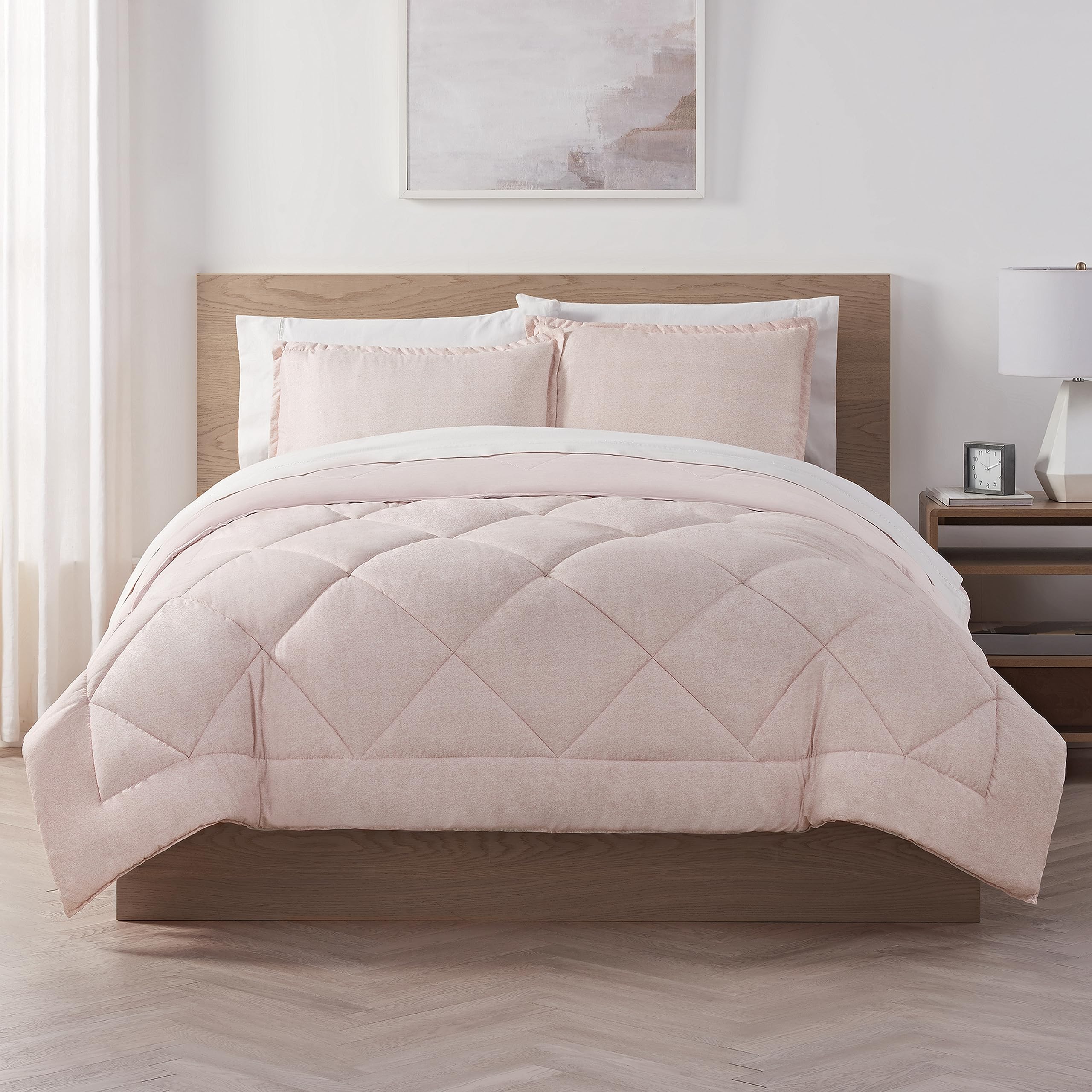 Serta Supersoft Cooling 5-Piece Reversible Comforter Set with Sheets & Pillowcases - All-Season Bedding for Twin/Twin XL Beds in Sepia Rose | Perfect for Hot Sleepers & Cozy Bedroom Decor