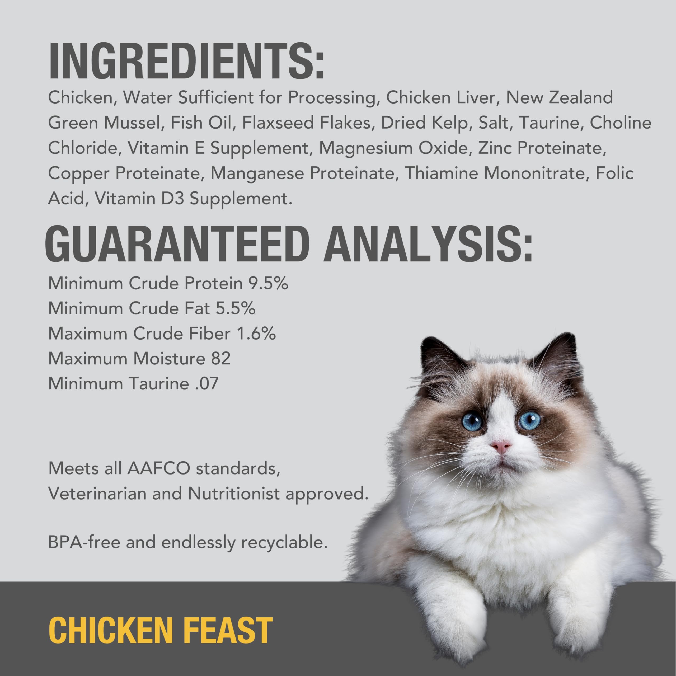 Feline Natural Grain-Free Wet Cat Food Pate - Chicken Feast, 6 Oz Cans (Pack of 12) | Cage-Free New Zealand Chicken, Limited Ingredient Diet | Perfect for Indoor Cats & Senior Felines