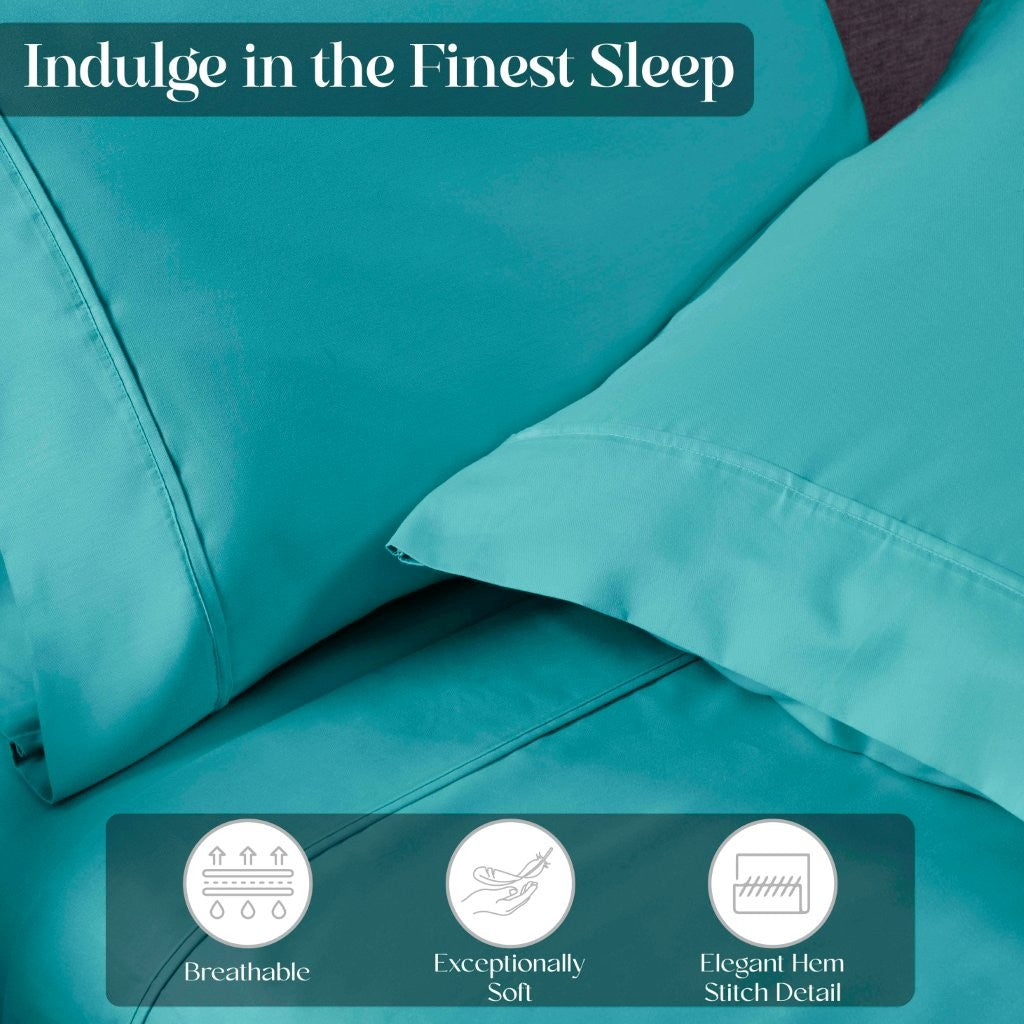 Premium 1400-1500 Thread Count Cotton Blend Deep Pocket Bed Sheet Set - Ultra Soft & Breathable for King, Queen, Full & Twin Beds - Perfect for Home, Hotel & Guest Room Comfort
