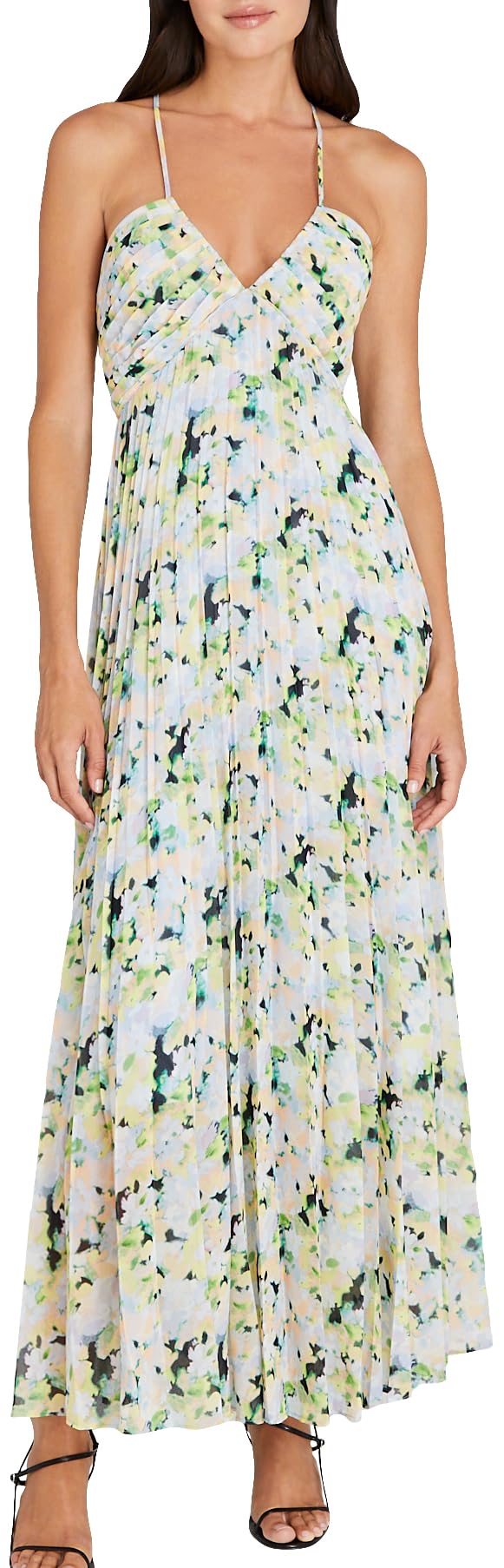 Club Monaco Women's Pleated Tie Back Maxi Dress - Elegant Flowy Summer Dress for Weddings, Beach Vacations & Special Occasions