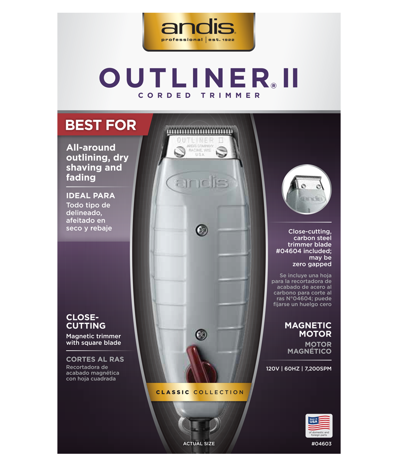 Andis Outliner II Cordless Hair Trimmer for Men - Professional Beard & Hair Clipper with T-Blade - Perfect for Barbers, Stylists & Home Use