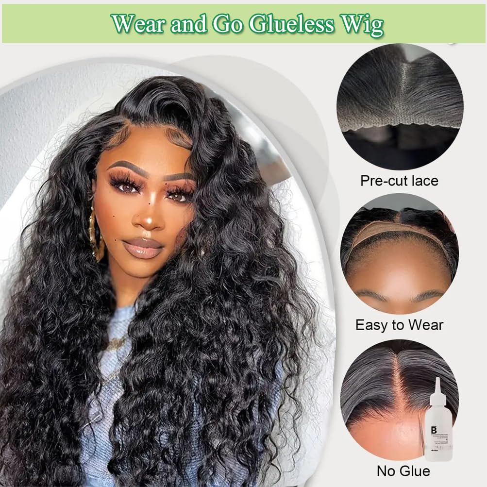 5x5 HD Lace Glueless Human Hair Wigs for Women - 30 Inch 180% Density Loose Deep Wave Pre Plucked Pre Cut Lace Front Wigs | Natural Look for Daily Wear, Parties & Special Occasions