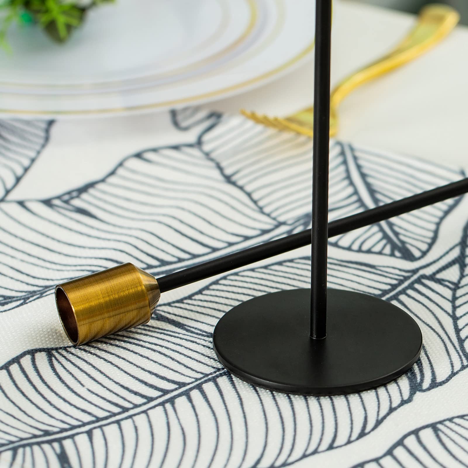 Romadedi Black and Gold Tall Candle Holders - Set of 3 Elegant Taper Candle Sticks for Home Decor, Wedding Centerpieces & Christmas Table Settings (8.5/11/13 Inches) - Perfect for Dining Tables, Mantels & Holiday Displays