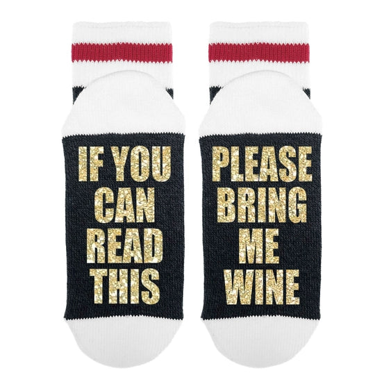Funny Lumberjack Socks - If You Can Read This Bring Me Wine Socks - Cozy Novelty Socks for Men & Women - Perfect Gift for Wine Lovers, Outdoor Enthusiasts and Humor Fans (Great for Camping, Hiking and Relaxing at Home)