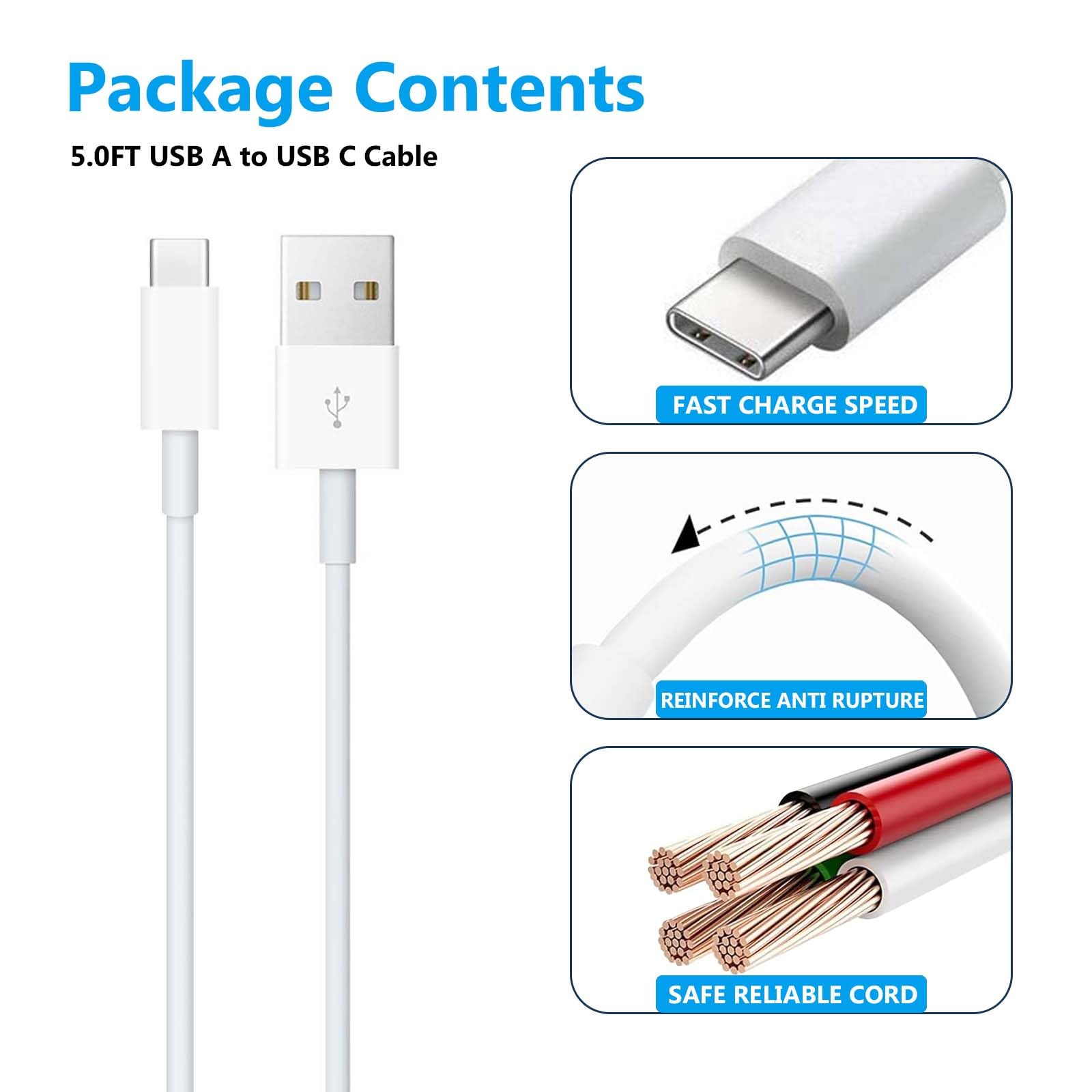 Fast Charging USB A to USB C Cable - Compatible with iPhone 16/15 Series, iPad Pro/Air (2022-2023) - 3ft Durable CarPlay Charging Cord for Home, Office & Car Use