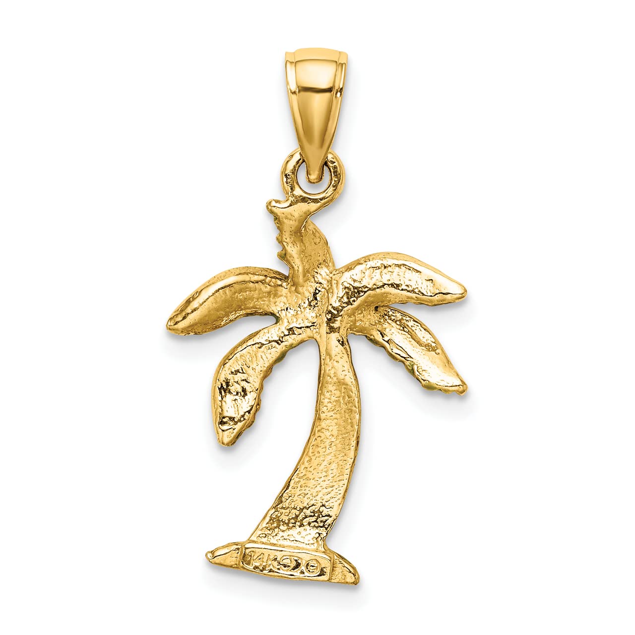 14k Yellow Gold Enamel Palm Tree Charm Pendant - Dainty Beach Jewelry for Necklace & Bracelet - Perfect for Vacation, Summer Outfits and Tropical Theme Parties