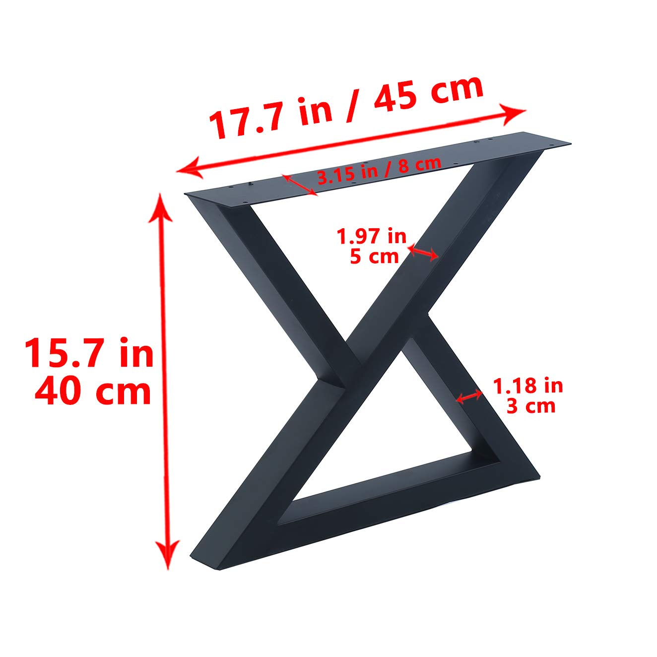 MBQQ 2 Pack Rustic Industrial Metal Table Legs - Heavy Duty Triangle Furniture Legs for DIY Desk, Dining Table & Bench (15.7”H x 17.7”W) - Perfect for Farmhouse, Industrial Decor & Home Office Furniture Projects