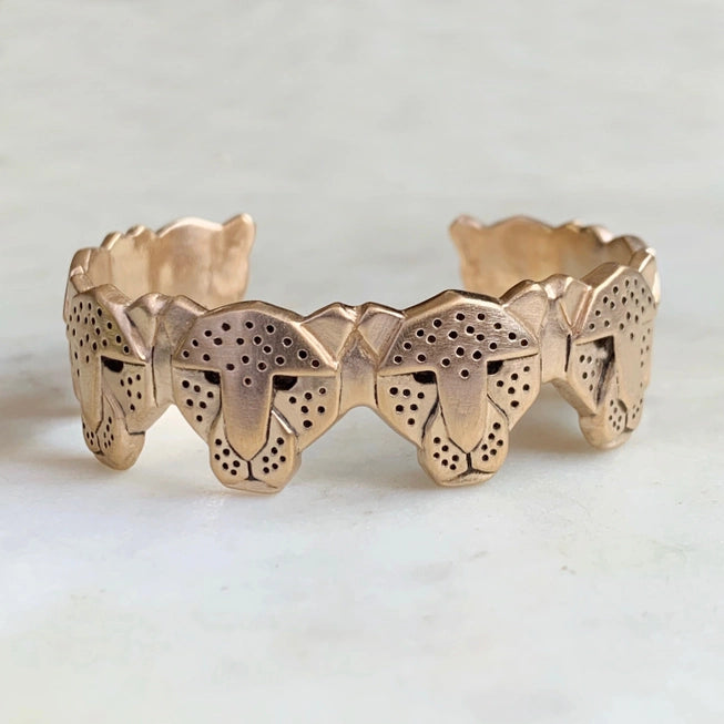 Handcrafted Mimosa Jaguar Cuff Bracelet in Bronze - Stylish Boho Jewelry for Women, Perfect for Parties, Festivals, and Everyday Wear
