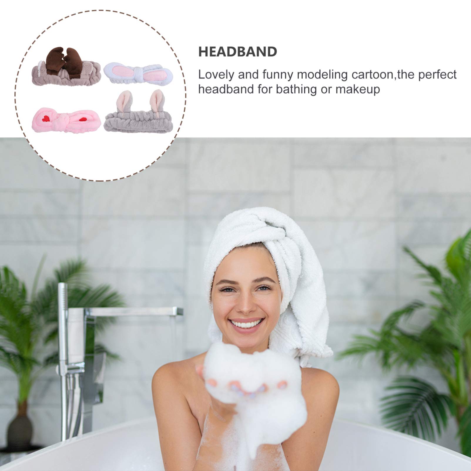 4Pcs Women's Face Wash Headbands - Soft Elastic Hair Scrunchies for Spa, Makeup & Skincare - Reusable Cosmetic Hair Bands for Women & Kids - Perfect for Washing Face, Beauty Routine & Salon Use