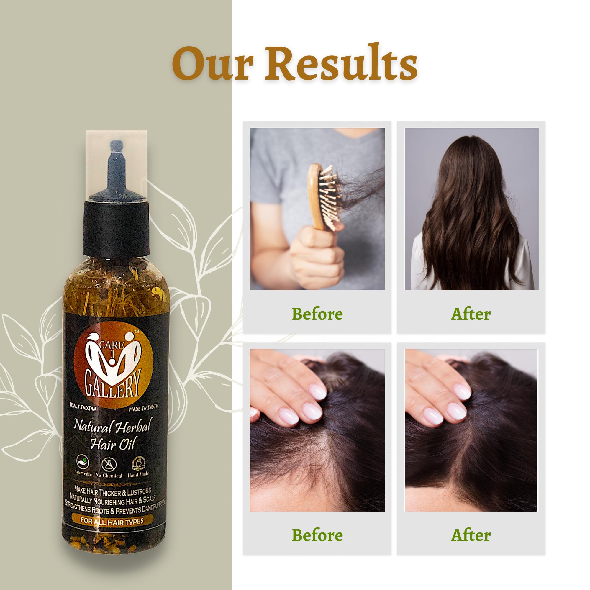 CareOne Gallery Herbal Hair Oil for Men & Women – Reduce Hair Fall, Dandruff & Promote Hair Growth | 100ml | Natural Hair Care Solution for Daily Use & Scalp Massage