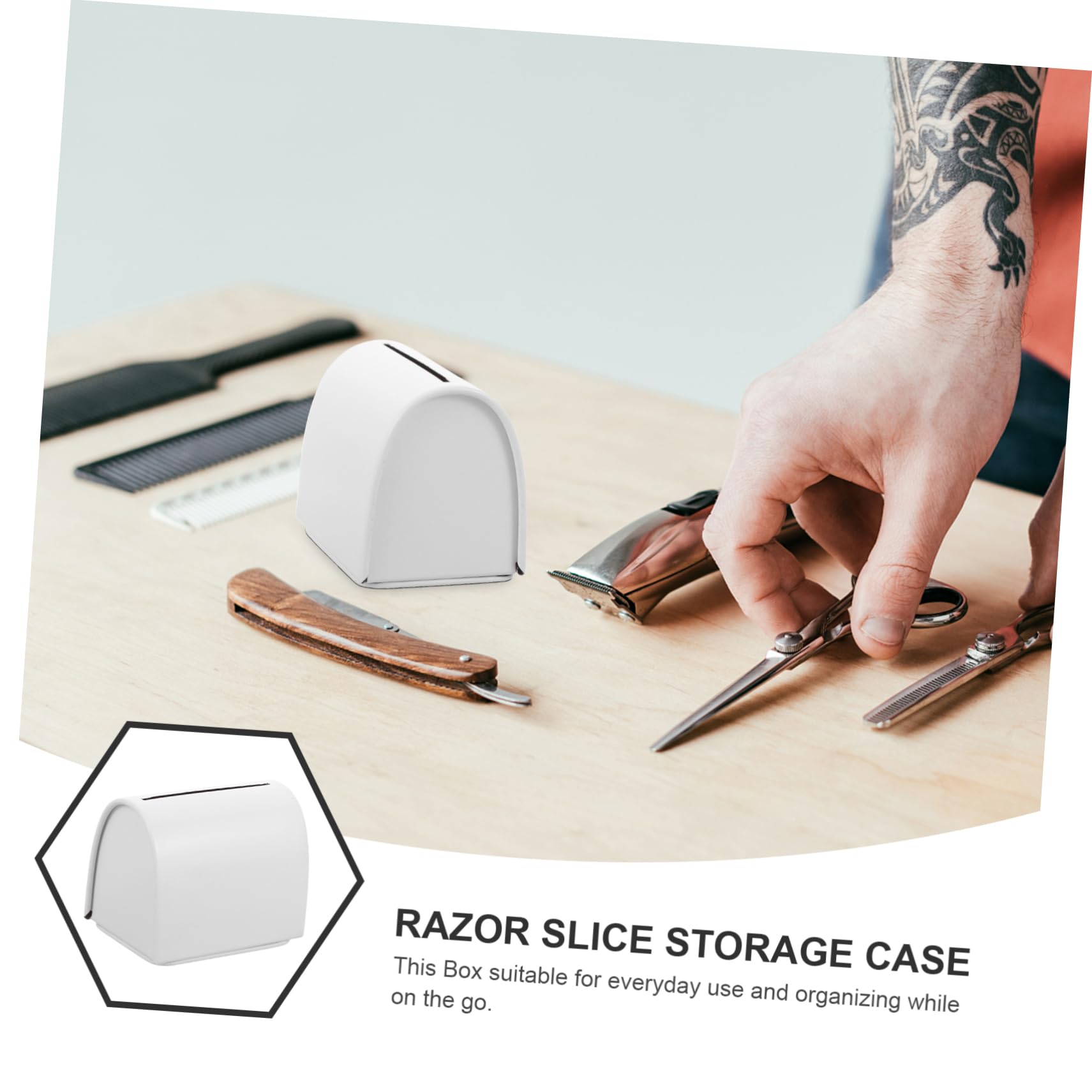 EXCEART Safety Razor Blade Disposal Container - Portable White Metal Storage Case for Used Razor Blades - Perfect for Home, Travel & Salon Use