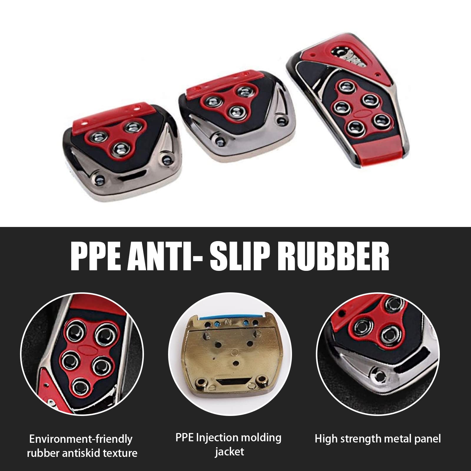 3 PCS Universal Non-Slip Racing Pedal Covers Set - Accelerator, Brake & Clutch Pedal Pads for Sport Cars - Durable Car Interior Accessories (Red) - Perfect for Performance Driving & Car Customization