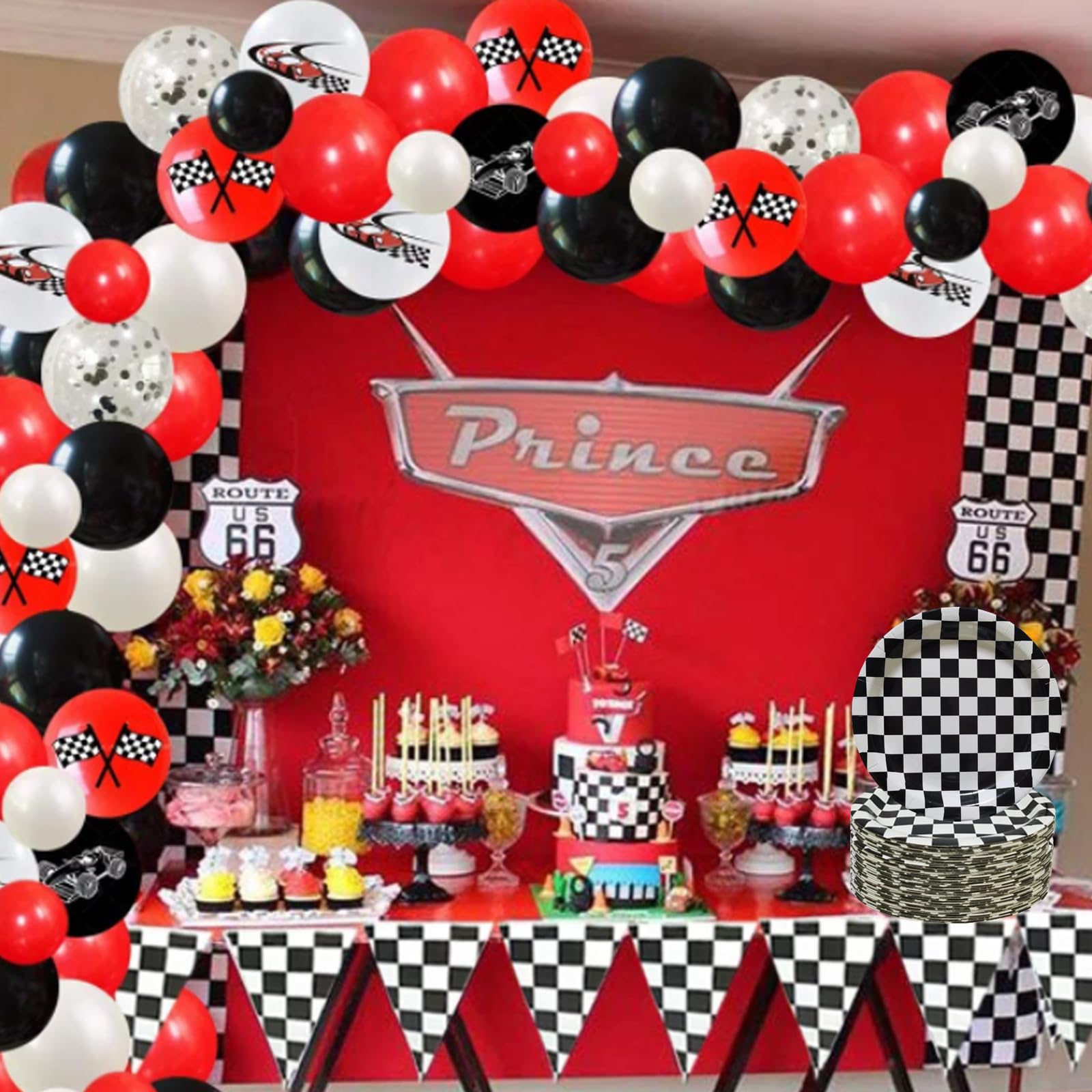 40 Pcs 9 Inch Black & White Checkered Paper Plates - Race Car Themed Party Supplies for Birthday Decorations | Perfect for Racing Theme Parties, Birthday Celebrations, and Picnic Events