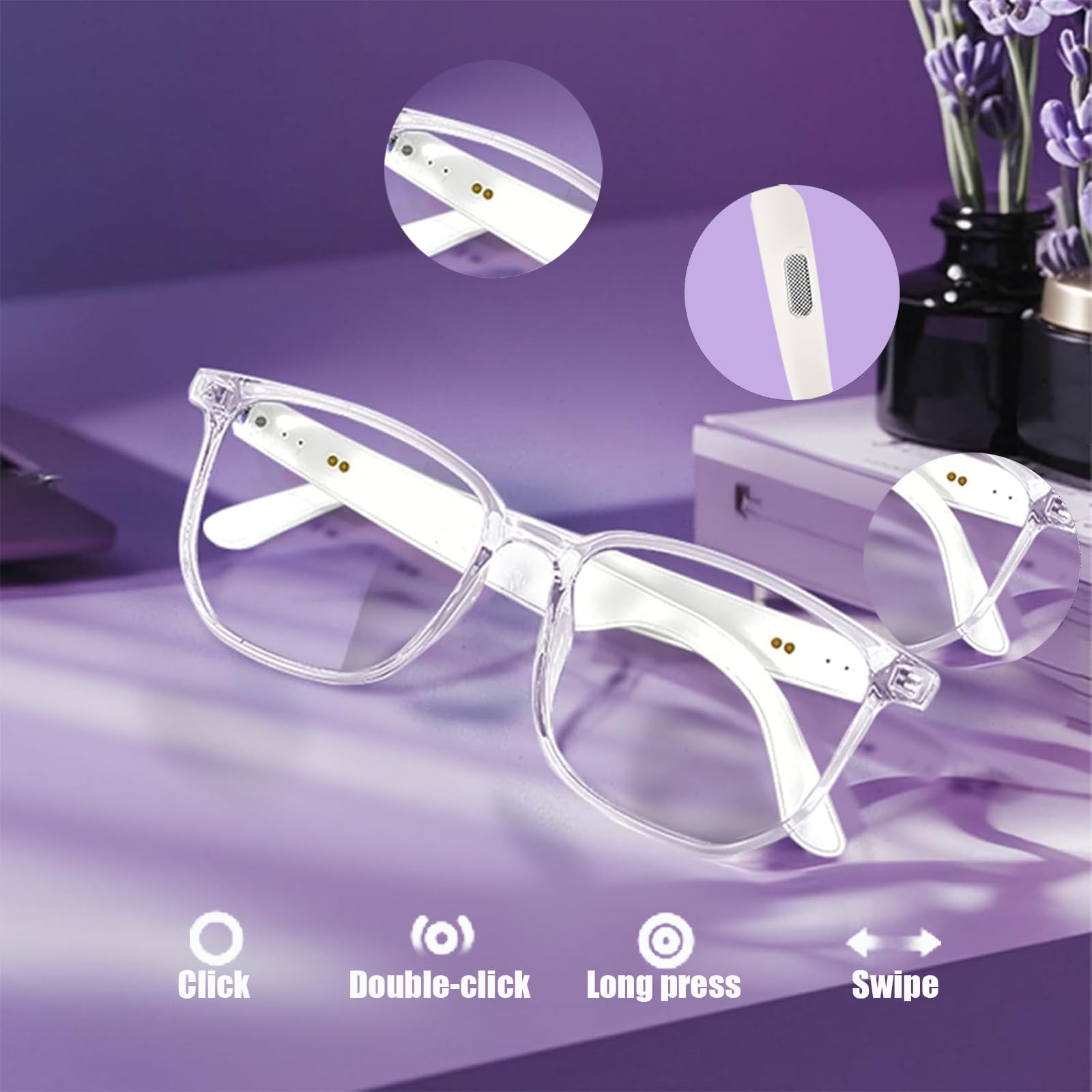 Smart Glasses with Bluetooth Speakers for Women & Men - Wireless Audio Sunglasses for Music, Calls & Hands-Free Convenience - Perfect for Running, Driving & Outdoor Activities