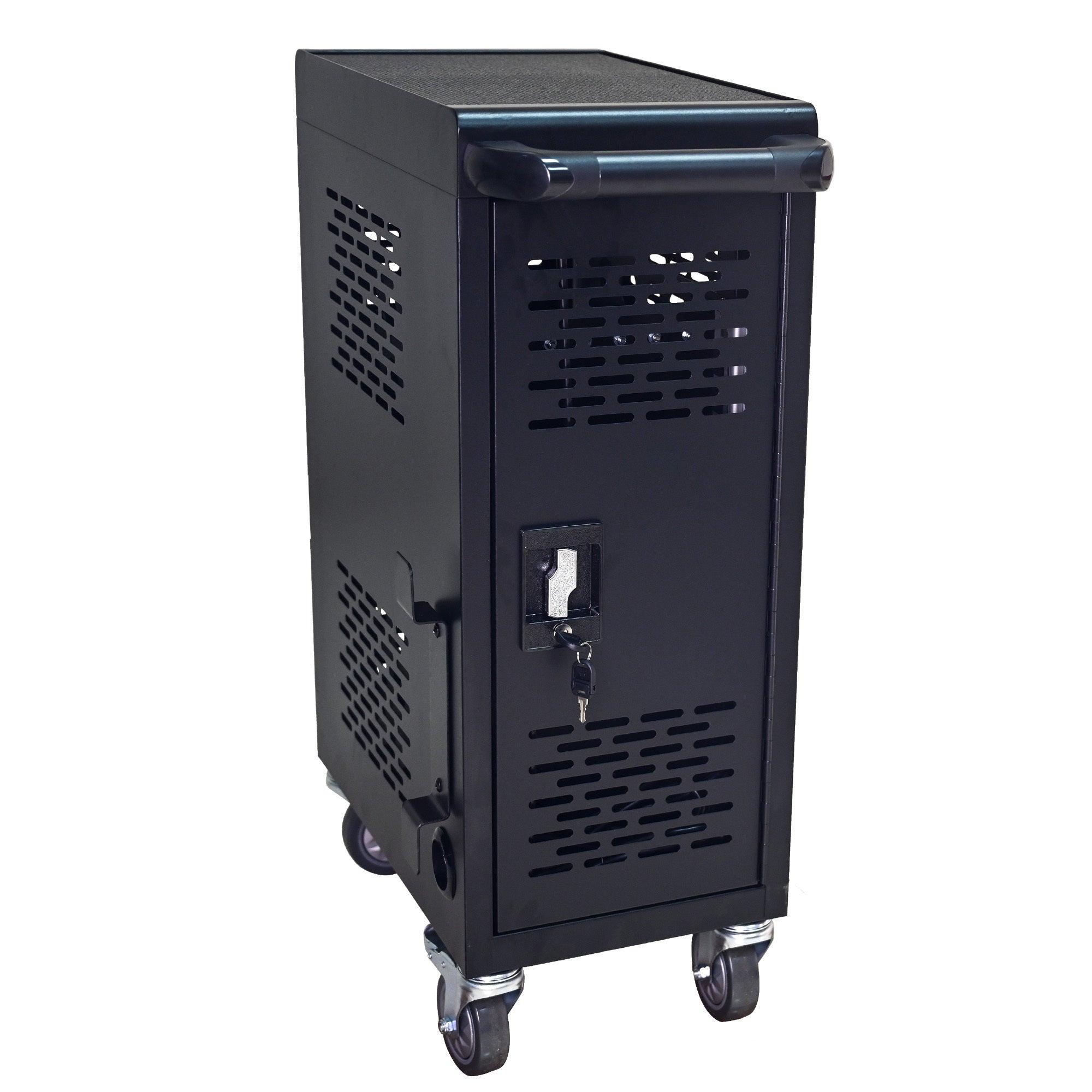 16 Compartment Locking Charging Station for Laptops & Chromebooks - Secure Black Storage Cabinet with Removable Dividers | Perfect for Schools, Offices & Tech Labs