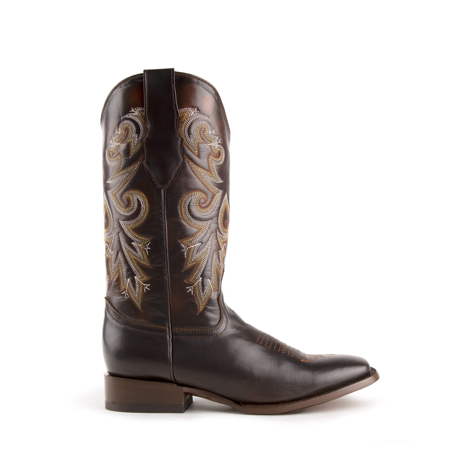 Men's Chocolate Brown Leather Tundra S-Toe Western Cowboy Boots - Size 10 D - Comfortable & Durable for Rodeo, Country Dancing & Outdoor Adventures