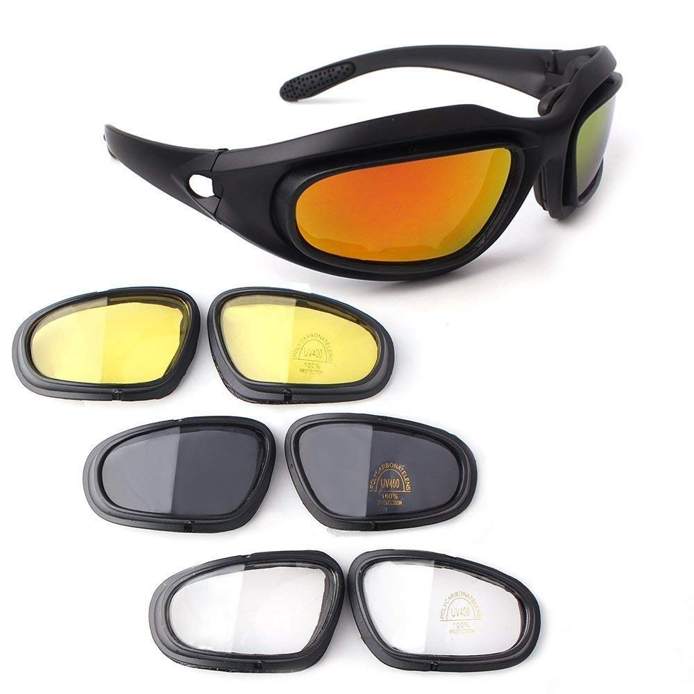 Bernard Bertha Motorcycle Riding Goggles - UV Protection, Anti-Fog with 4 Interchangeable Lenses for Men & Women - Ideal for Motorcycling, Cycling, ATV Riding & Outdoor Sports