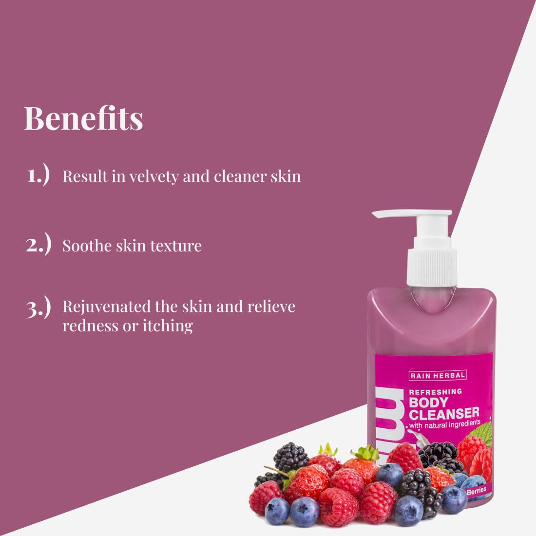Rain Herbal Fairy Berries Refreshing Body Wash with Natural Ingredients | Gentle Moisturizing Cleanser for All Skin Types | 200ml | Perfect for Daily Shower & Spa Relaxation at Home