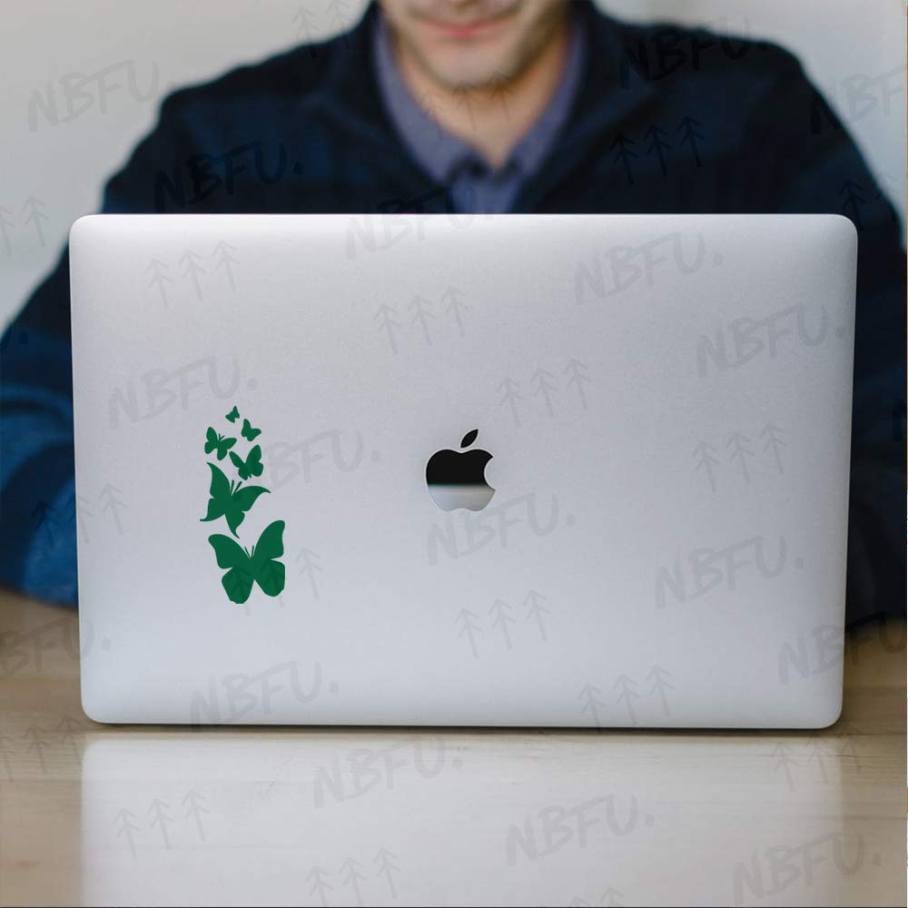 Premium Waterproof Vinyl Butterfly Decal Stickers (Set of 2, Green) - Laptop, Phone, Helmet, Car Window, Bumper, Mug, Cup, Door & Wall Decor - Perfect for Home, Office, School & Gift Giving