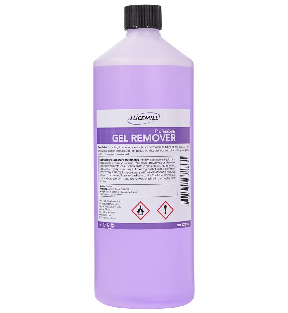 1 Liter Lucemill Professional UV/LED Gel Nail Polish Remover - Acetone Cleaner for Salon & Home Manicure/Pedicure