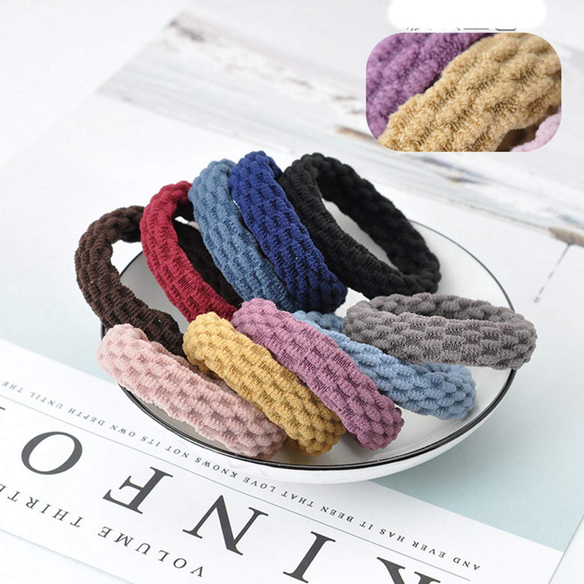 100 Pcs Hair Bobbles for Women & Girls - Soft Cotton Elastic Hair Bands in 10 Colors - Stretchable Hair Ties for Ponytails, Braids & Everyday Hairstyles