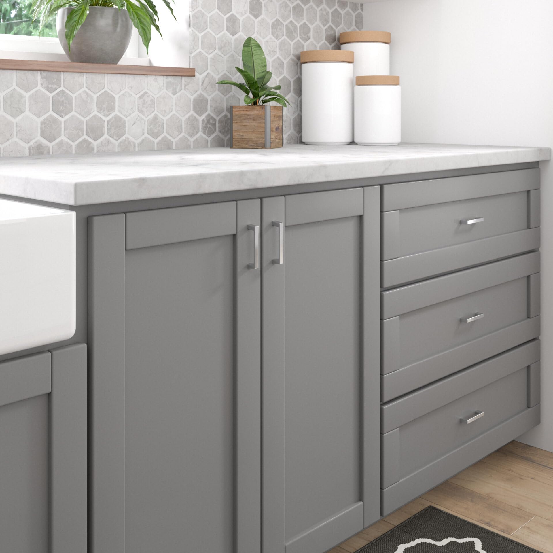 Modern Chrome Rectangular Cabinet & Drawer Pull Handle - 3 Inch (76mm) Center-to-Center - Richelieu Hardware BP10743140 Eglinton Collection - Perfect for Kitchen Cabinets, Bathroom Vanities & Furniture Upgrades