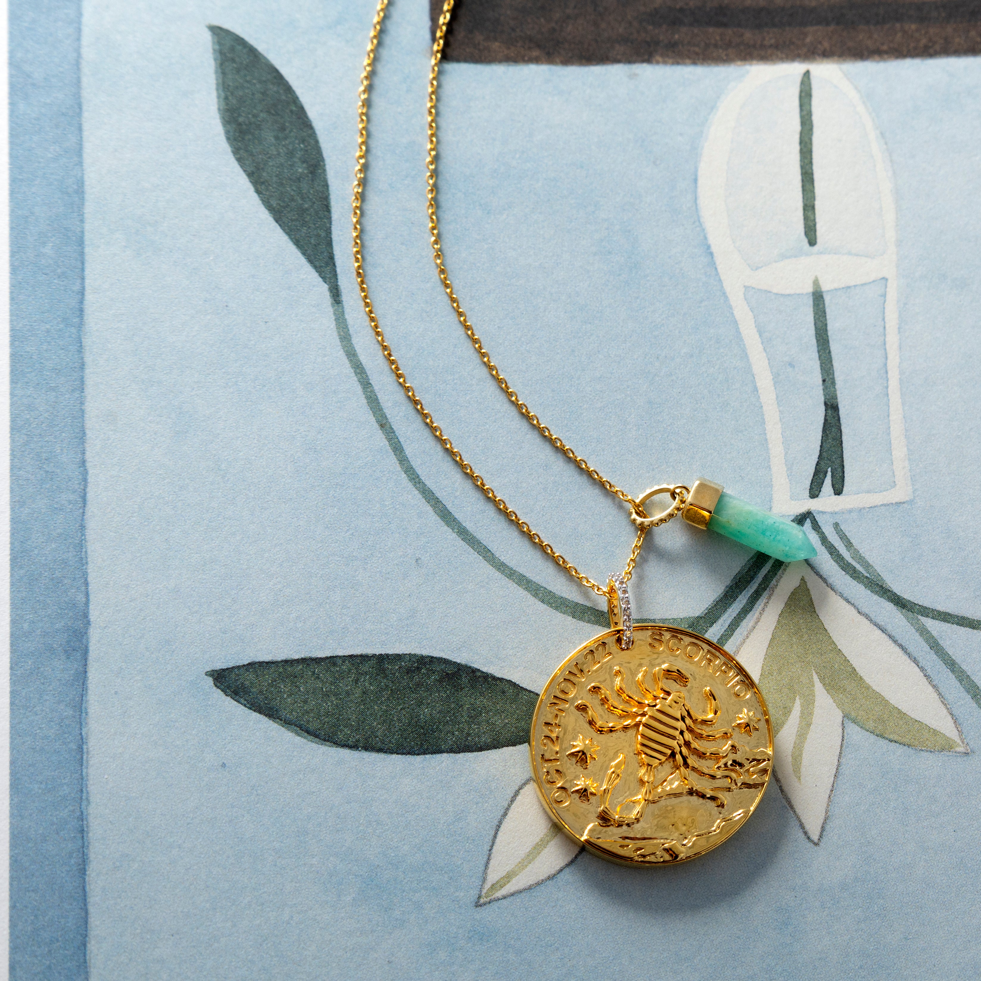 Zodiac Coin & Crystal Charm Necklace Gift Set - Perfect for Birthday, Anniversary & Spiritual Jewelry Gifts
