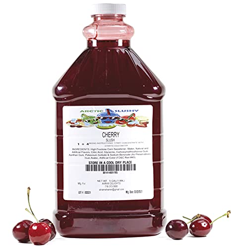 Arctic Slushy Frozen Slushie Syrup Mix - Wild Cherry Flavor for Ice Drink Machines & Blenders - DIY & Commercial Use - Makes 40 Cups (Half-Gallon) - Perfect for Parties, Restaurants, and Summer Refreshments