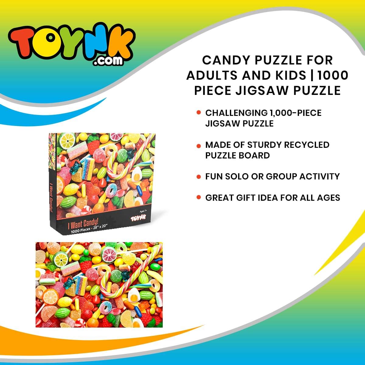 1000 Piece Jigsaw Puzzle for Adults & Kids - Candy Themed Family Game Night Activity | Fun Brain Teaser & Educational Toy for Parties, Gifts & Relaxation