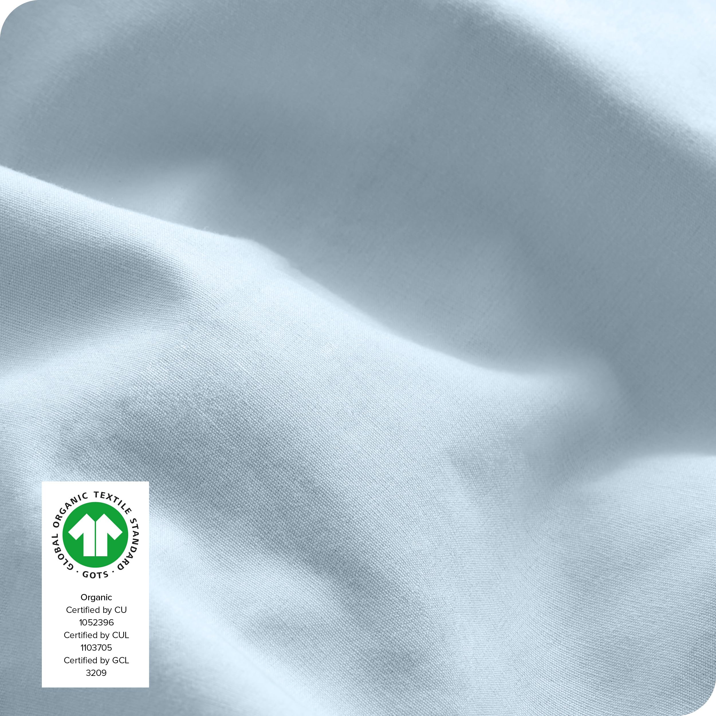 Bare Home 100% Organic Cotton Queen Sheet Set - 300 Thread Count Percale Weave - Lightweight & Breathable Bed Sheets & Pillowcases - Queen Size Winter Blue - Perfect for All-Season Comfort & Luxury Bedroom Decor