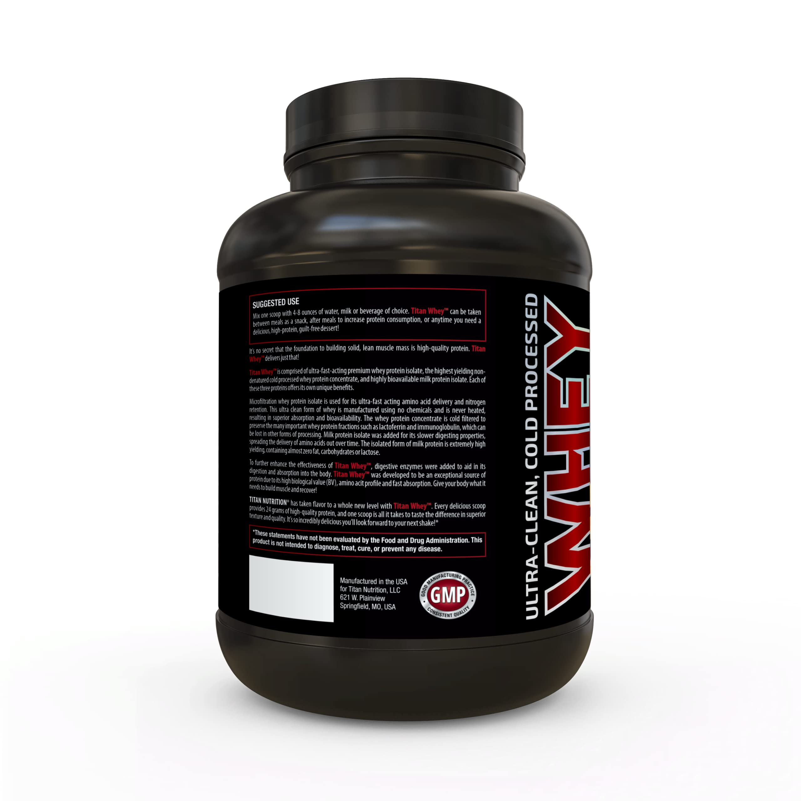 Titan Whey Protein Powder - Premium Fast-Absorbing Whey with 23g Protein, BCAAs & Digestive Enzymes per Serving - Supports Lean Muscle Growth & Digestion - 5lb Strawberry Sorbet - Ideal for Post-Workout Recovery & Weight Management