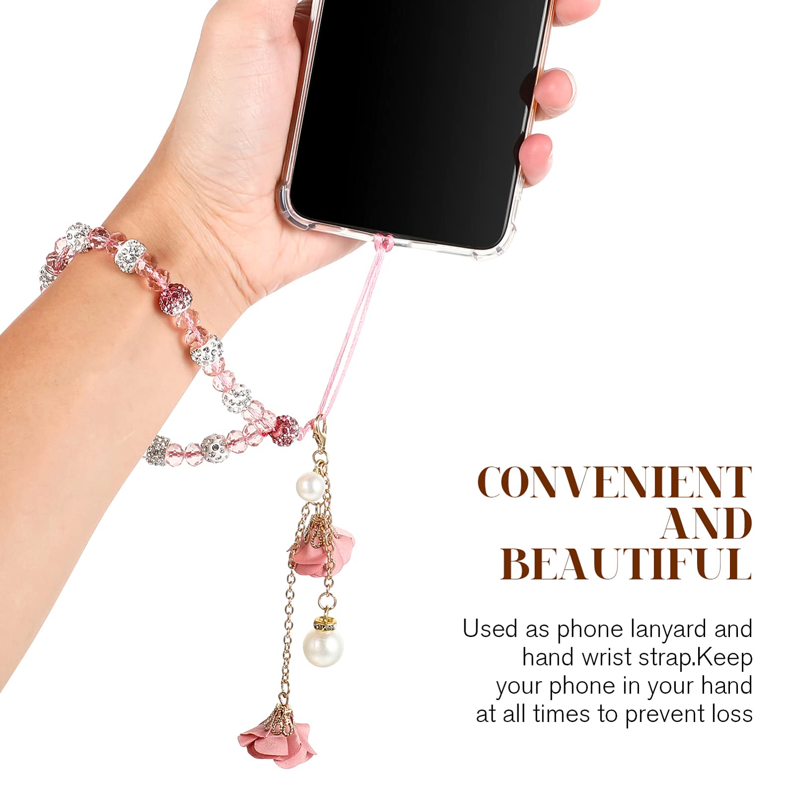 Creative Crystal Flower Phone Charm - Non-Slip Phone Lanyard & Wrist Strap for iPhone Samsung - Stylish Phone Accessory for Women Girls (Perfect for Daily Use, Shopping, Travel & Selfies)