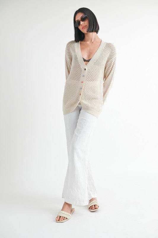 Crochet Button Up Cardigan for Women - Lightweight Summer Cover-Up for Beach, Office & Casual Outfits