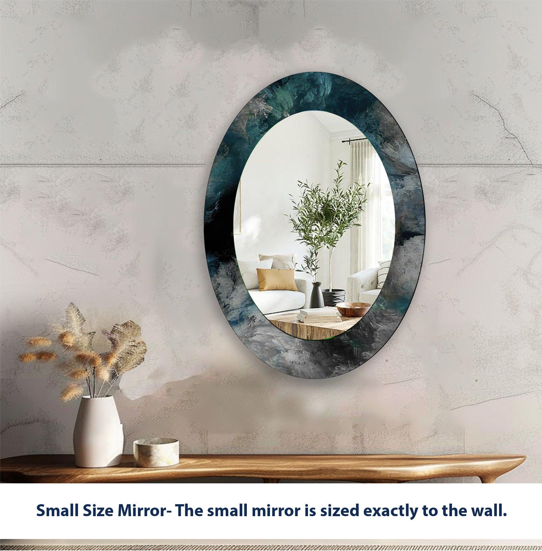Abstract Oval Wall Mirror - Modern Decorative Mirror for Living Room, Bedroom, Entryway - Gold & Black Framed Wall Art for Home Decor